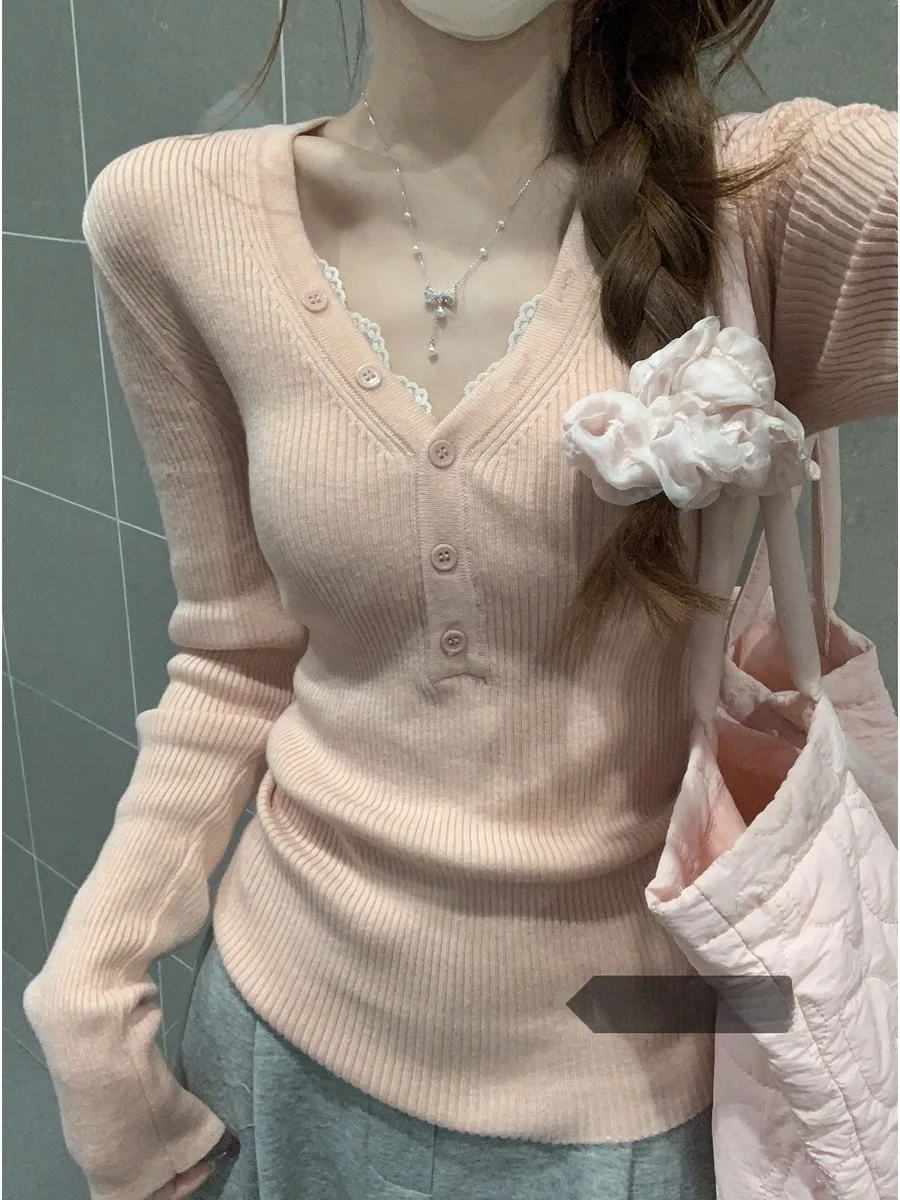 

Chic Pure Desire White V-Ne Base irt Женский зимний уникальный тонкий длинный вязаный топ на пуговицах Све для поездок на работу, стандартный крой