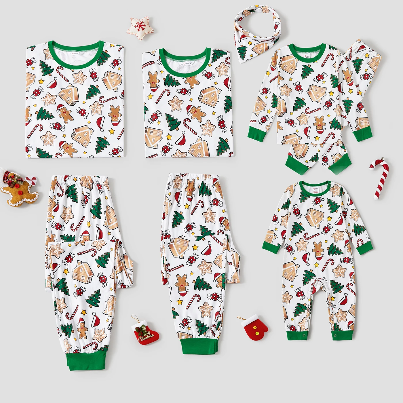 PatPat Christmas Family Matching Cute Cartoon Print Pajamas Sets (Flame Resistant)