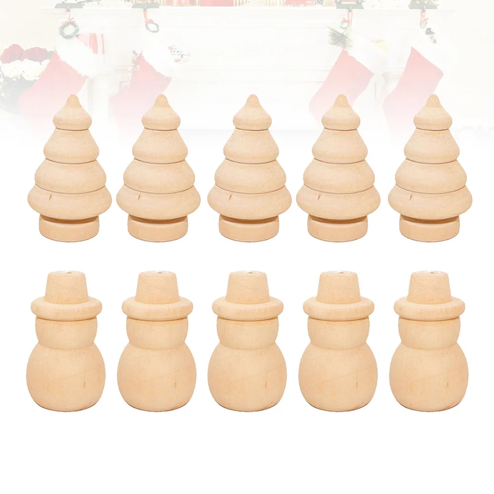 

20Pcs DIY Painted Wooden Snowman Christmas Tree Craft Set for Imaginative Family School Xmas Decoration DIY Painted