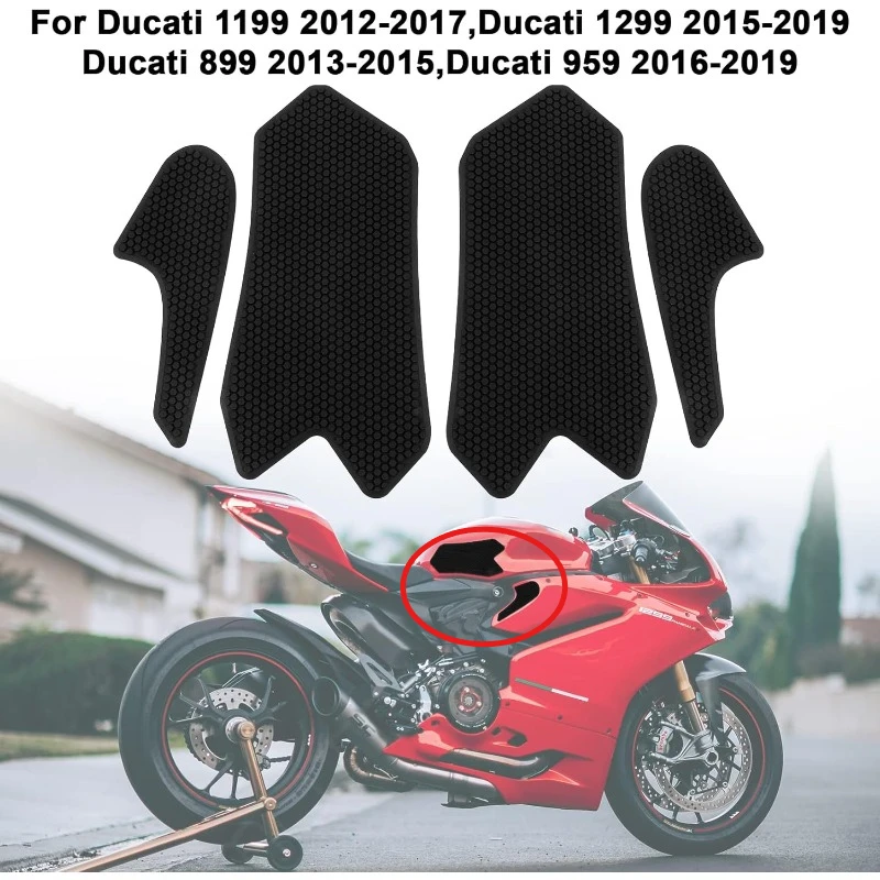 

Anti-Heated Gas Side Grip Traction Knee Protector Sticker Anti Slip Pad for Panigale 899 2013-2015 959 2016-2019 1199 2012-2017