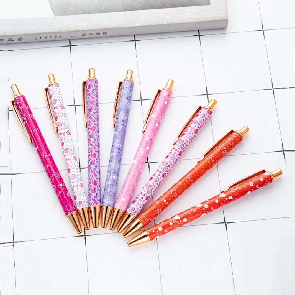 

50 Pcs/lot Metal Press Ballpoint Pen Cute Pens Writting Gift School Stationery Office Supplies