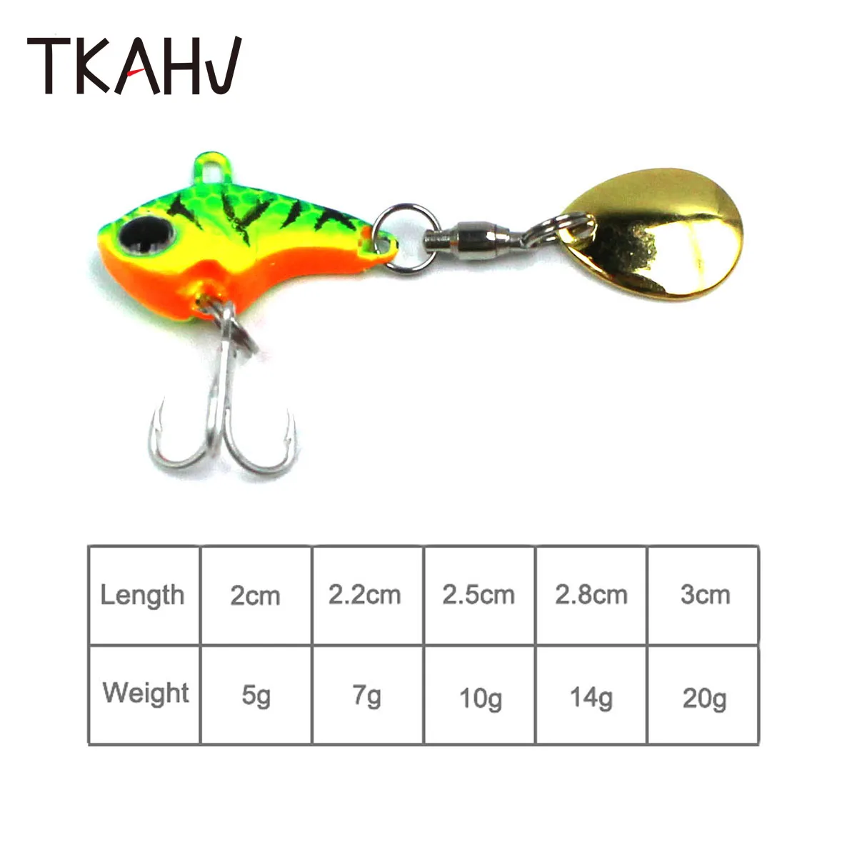 TKAHV 5g 7g 10g 14g 20g Sinking Spinner Bait Metal VIB Blade Fishing Lure Spoon Pin Rotating Sequins Crankbait Artificial Pike