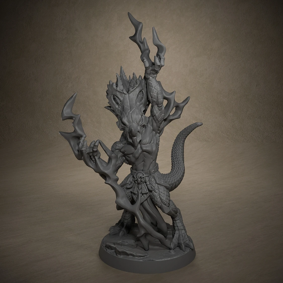

Goldmaw Lizard Hero with thunderbolt Miniatures Unpainted Miniatures for Tabletop and Role Playing Games Room Decoration