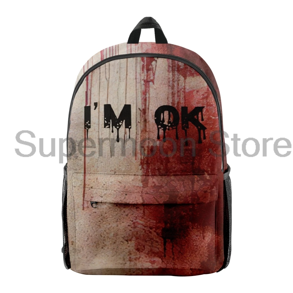 Sac à dos Halloween Merch I'm Fine Problem Solved Bloody pour hommes et femmes, sac de voyage unisexe, sac à dos décontracté