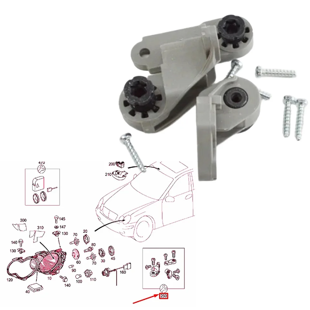 

Комплект кронштейнов для ремонта передней правой фары для Mercedes C W203 A2038203214, замена, установка, ремонт в сборе автомобильных фар