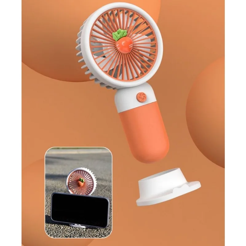 Cute vegetable and fruit handheld portable mini fan, charging fan with mobile phone holder function