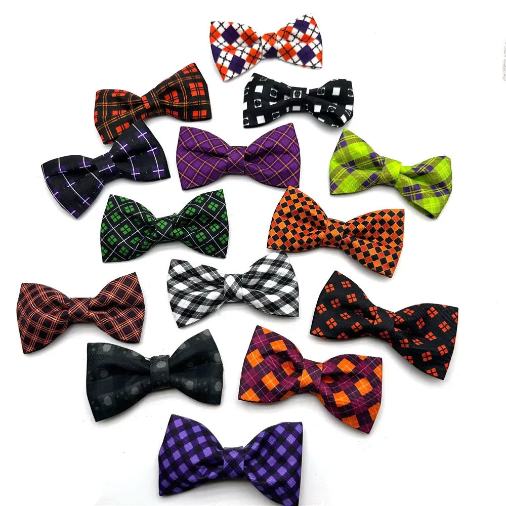 30/50pcs Halloween Dog Bow Tie Pet Dog Grooming Accessories Small Dog Puppy Adjustable Removable Necktie Collar Pet Products