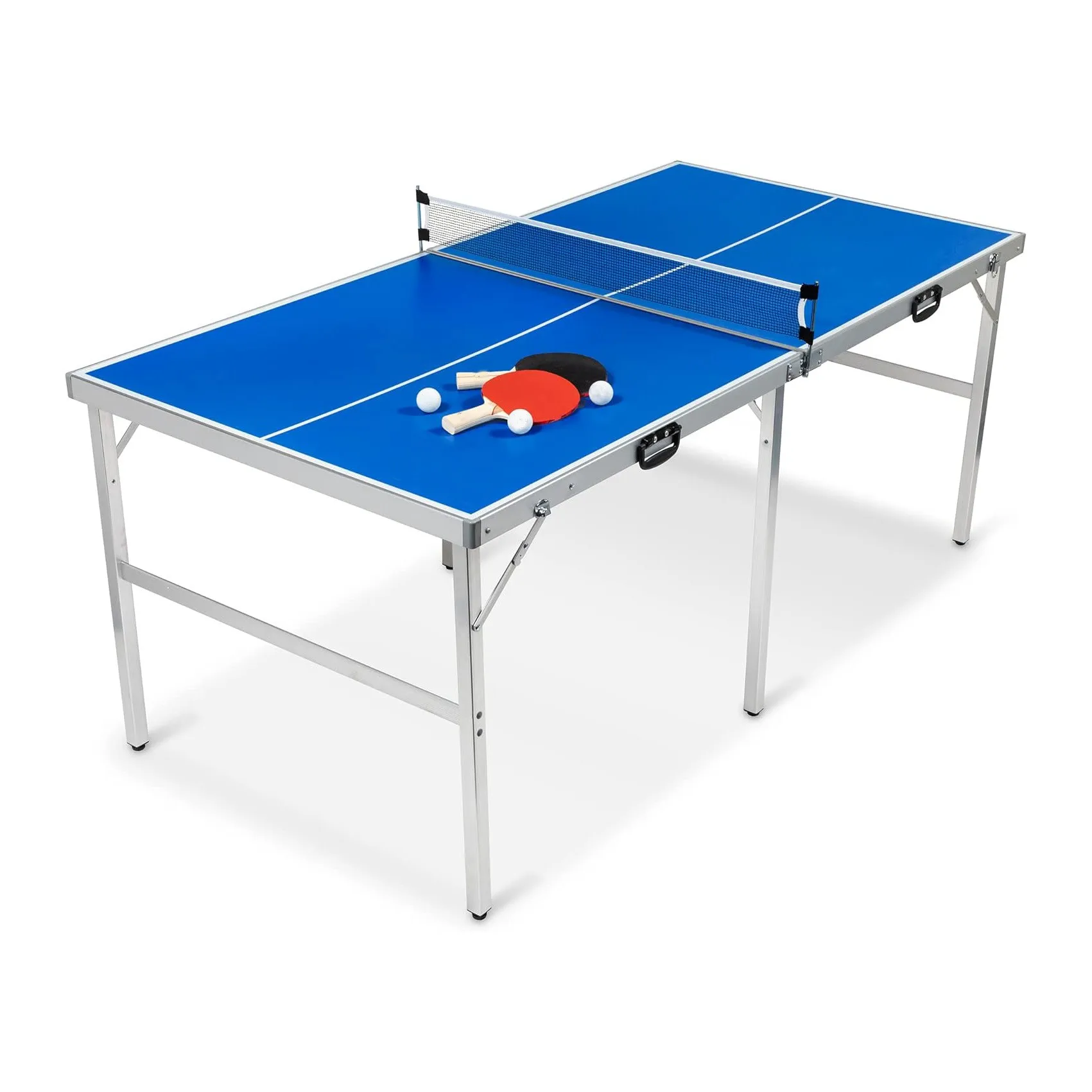 Mid-Size Table Tennis Game Set - Indoor/Outdoor Portable Table Tennis Game with Net, 2 Table Tennis Paddles and Balls