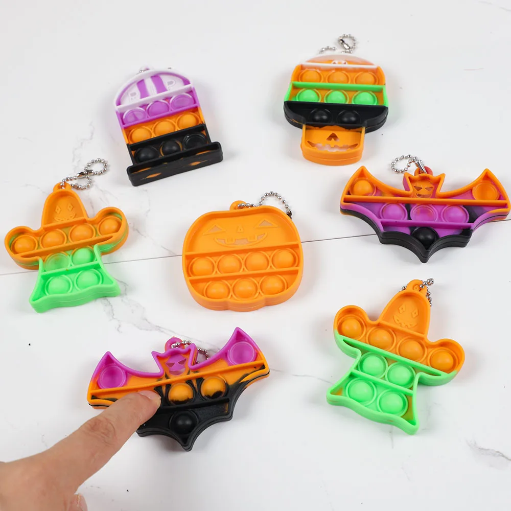 5Pc Halloween Ghost Pumpkin Antistress Pop Fidget Toy Keychain for Kids Adult Birthday Party Favors Halloween Gift Pinata Filler