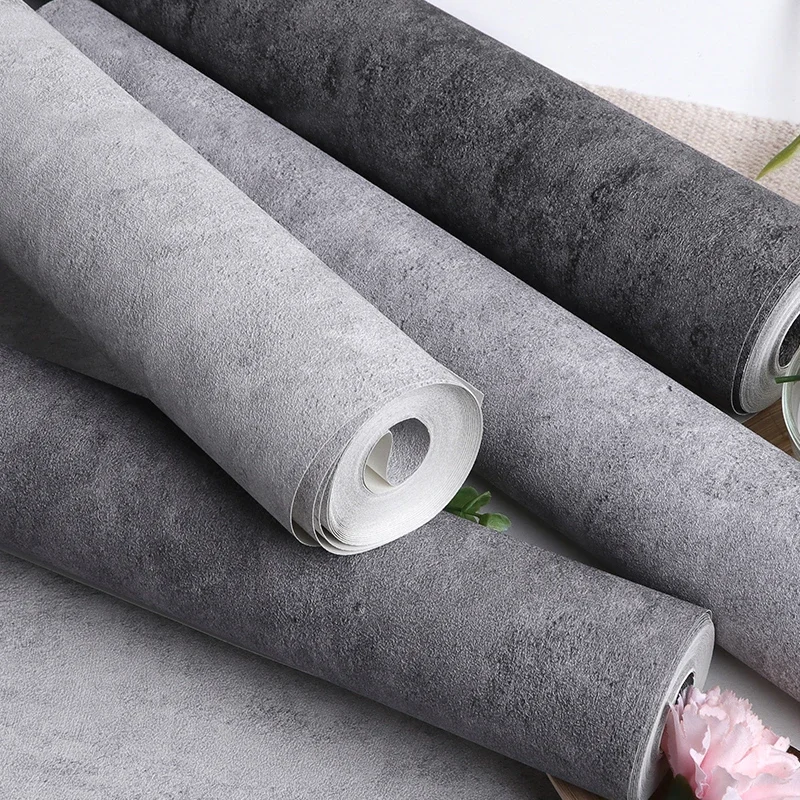 Industrial Plain Color Cement Gray Wallpaper PVC Matte Texture Waterproof Home Decor Living Room Bedroom Wall Paper Rolls Modern