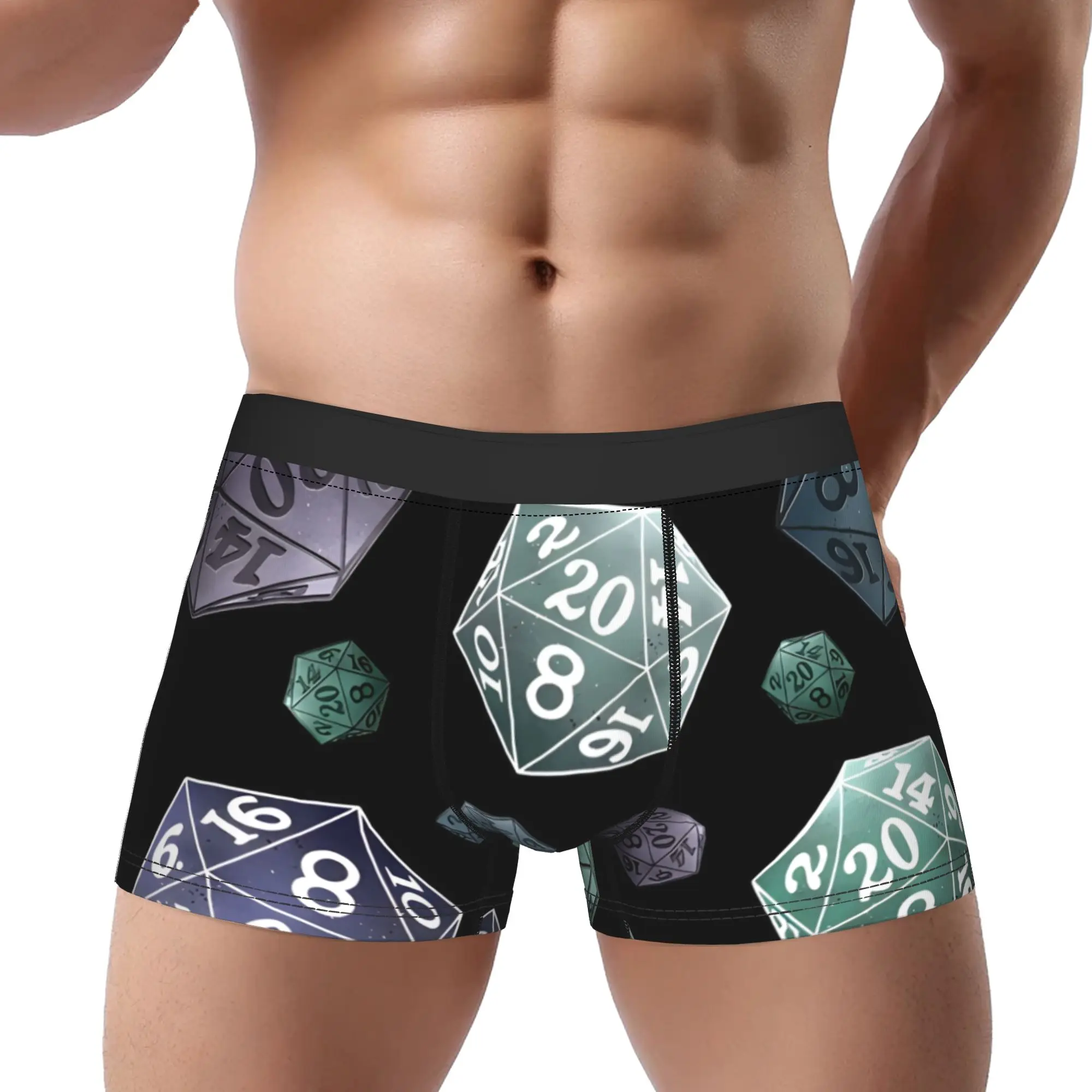 

D20 Dice Underpants Breathbale Panties Man Underwear Die Print Shorts Boxer Briefs