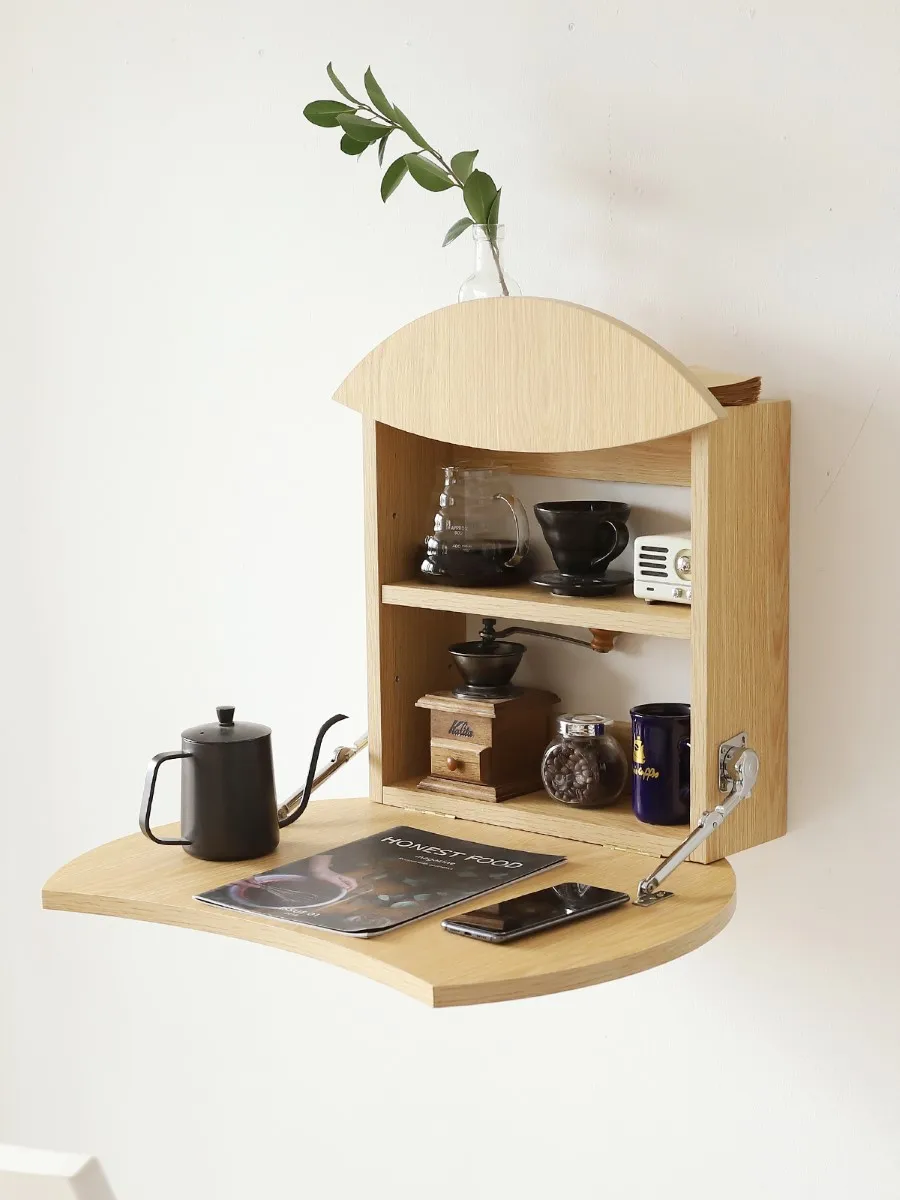 Wall-Mounted Invisible Foldable Desk Computer Desk Wooden Storage Makeup Table Study Table Small Apartment Desk
