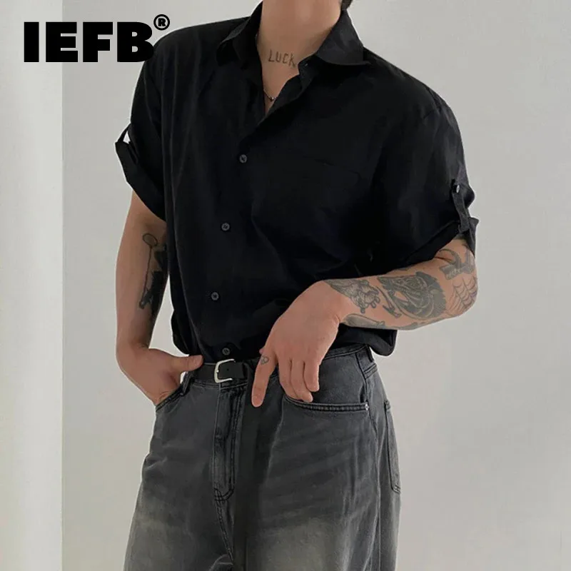 IEFB 2024 Summer Shirt New Men\'s Short Sleeve Korean Style Pocket Design Lapel Trend Fashion Loose Casual Male Top 9C5649