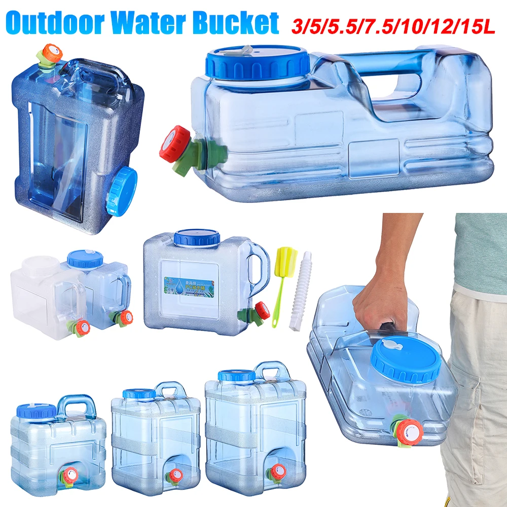 3/5/5.5/7.5/10/12/15L Outdoor Water Bucket Portable Driving Water Bucket Camping Water Tank Container With Faucet Camping Picnic