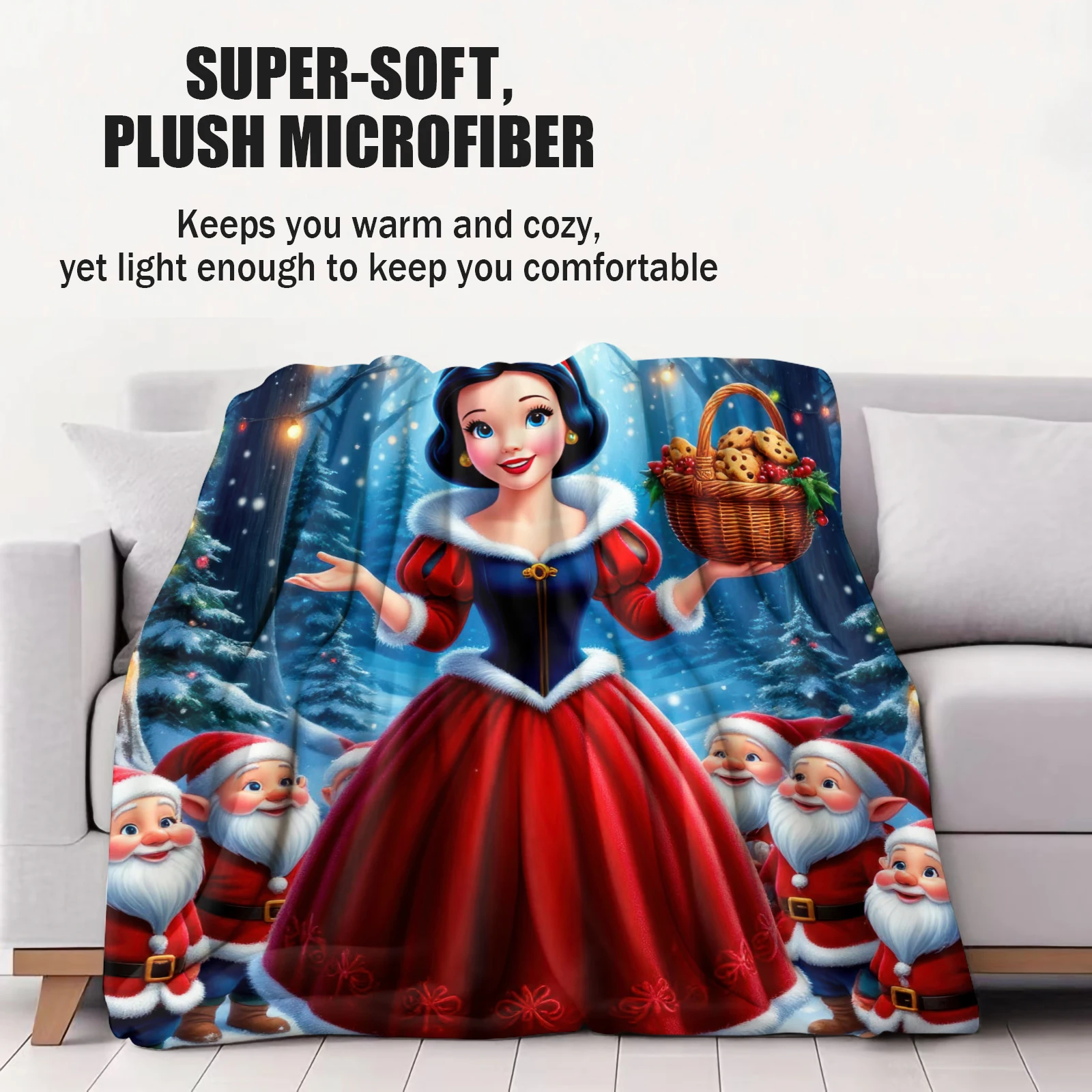 عيد الميلاد سنو وايت الأميرة وحورية البحر الصغيرة أرييل الفانيلا بطانية مروحة هدية مناسبة للمنزل الترفيه التخييم السفر #2