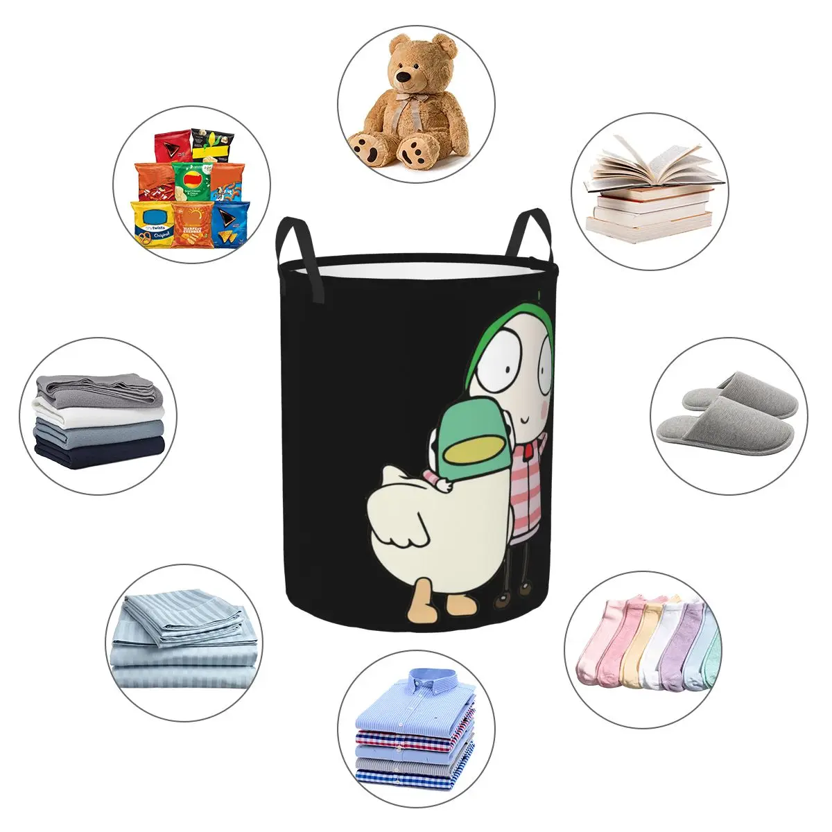 سارة وبطة، سلال غسيل قابلة للطي، ملابس قذرة، منظم منزلي، صندوق كبير مقاوم للماء للأطفال في المنزل
