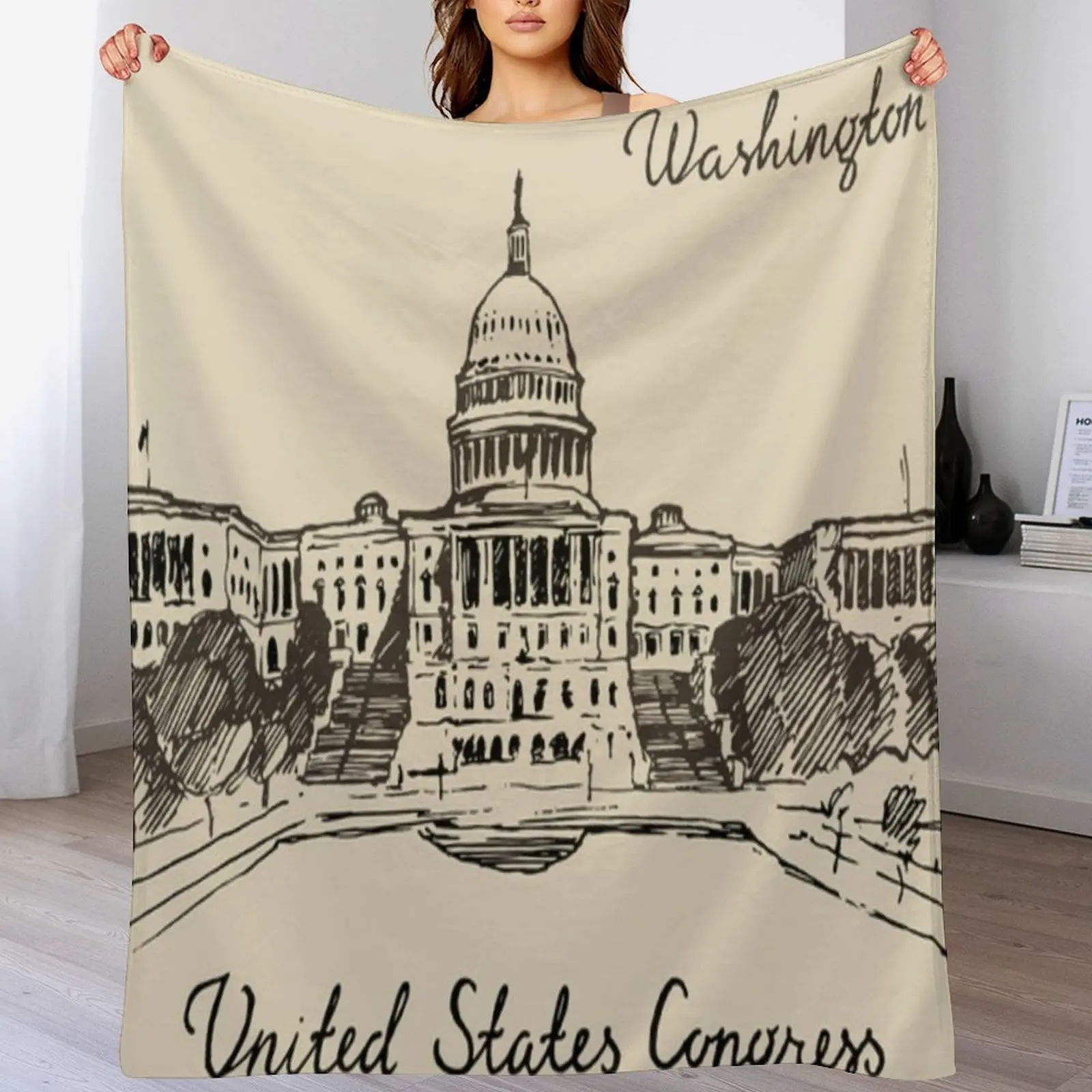 United states capital hill capitol washington dc Throw Blanket Blankets For Bed Soft Plush Plaid Blankets