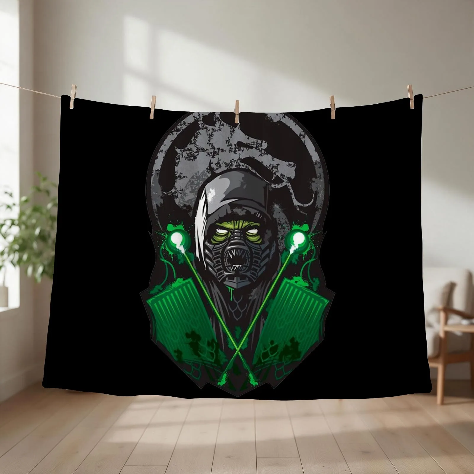 Mortal Kombat Reptile Dripping Acid Throw Blanket couch cozy soft plush fuzzy picnic outdoor blanket