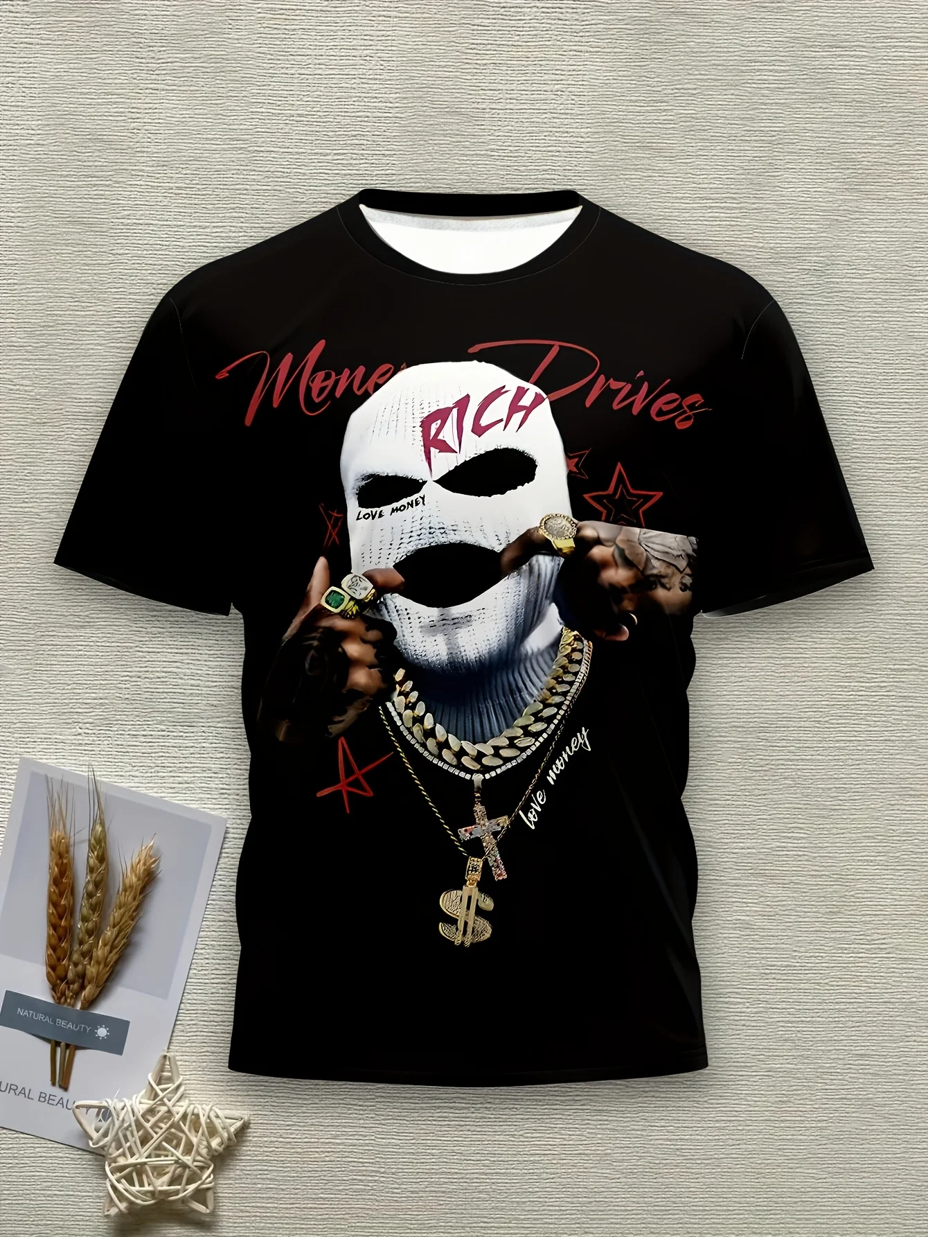 New Ale Novel Men'S Digital Print Fashion Short Sleeve T-Shirt, Comfortable And Easy to Wash, Trendy Men'S [Printe Esign-Not Texture]