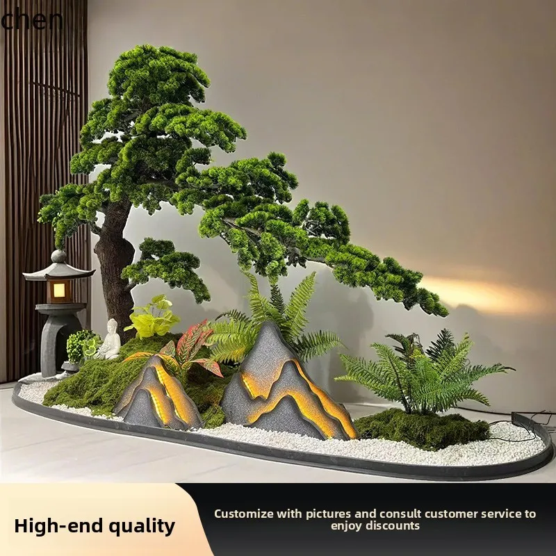 Artificial Welcoming Pine Green Plant Landscaping Indoor Large Fake Tree Hotel Window Display Under Stairs