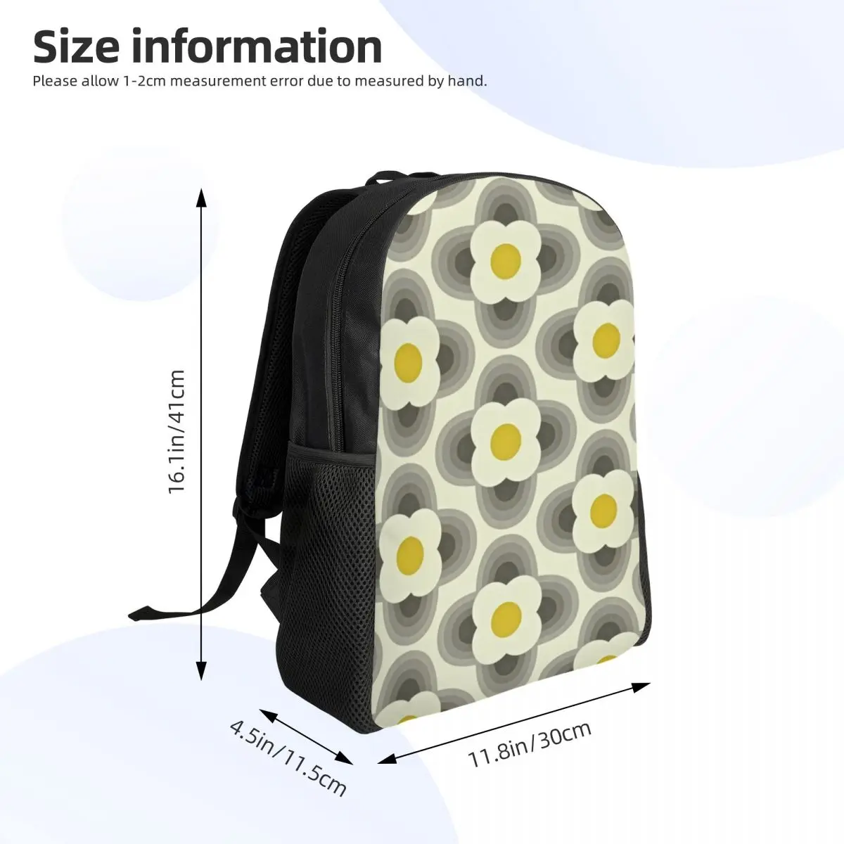 Custom Abstract Flowers Scandinavian Travel Backpack School Computer Bookbag Geometric Orla Kiely College Student Daypack Bag