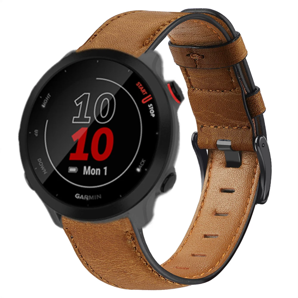 حزام جلد لغارمين Vivoactive 3 4 Vivomove Sport HR ، سوار قديم لساعة Forerunner 55 من ، أربطة ساعة Garmin Vivoactive 40 S12