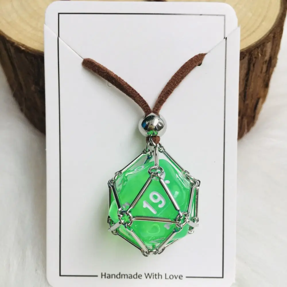 New Crystal Holder Cage Necklace Interchangeable Adjustable Crystal Net Metal Necklace with Dice Rope Chain Necklace for Women