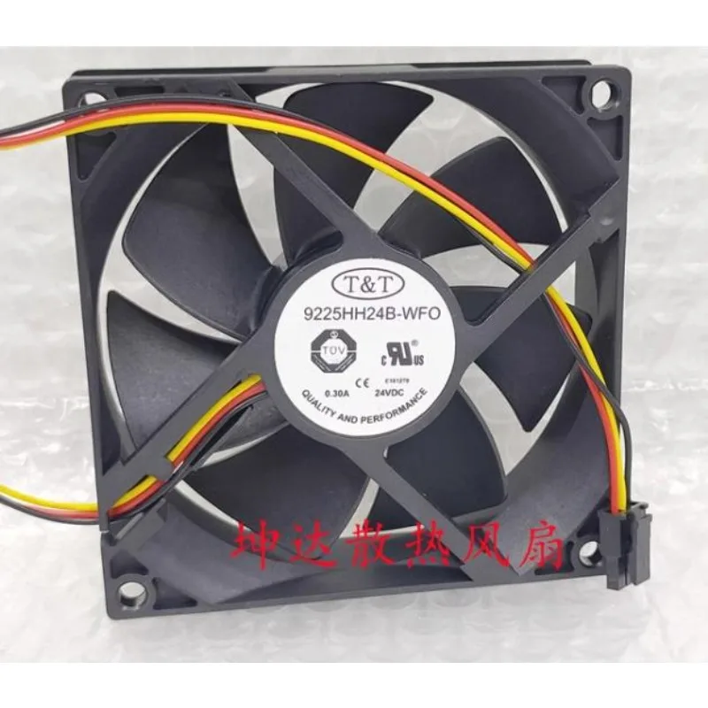 New Cooler Fan for 9225HH24B-WFO 24V 0.30A 9225 9CM 3-wire Frequency Converter Cooling Fan 92X92X25mm