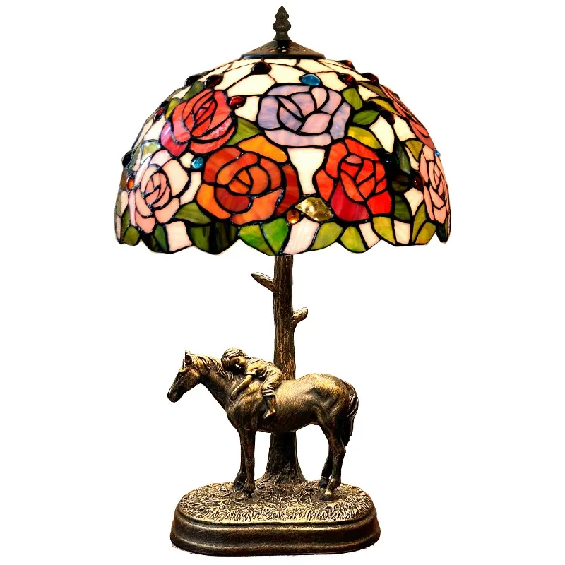 مصباح مكتبي لغرفة النوم على شكل حصان أوروبي مقاس 12 بوصة لتزيين متجر الفن