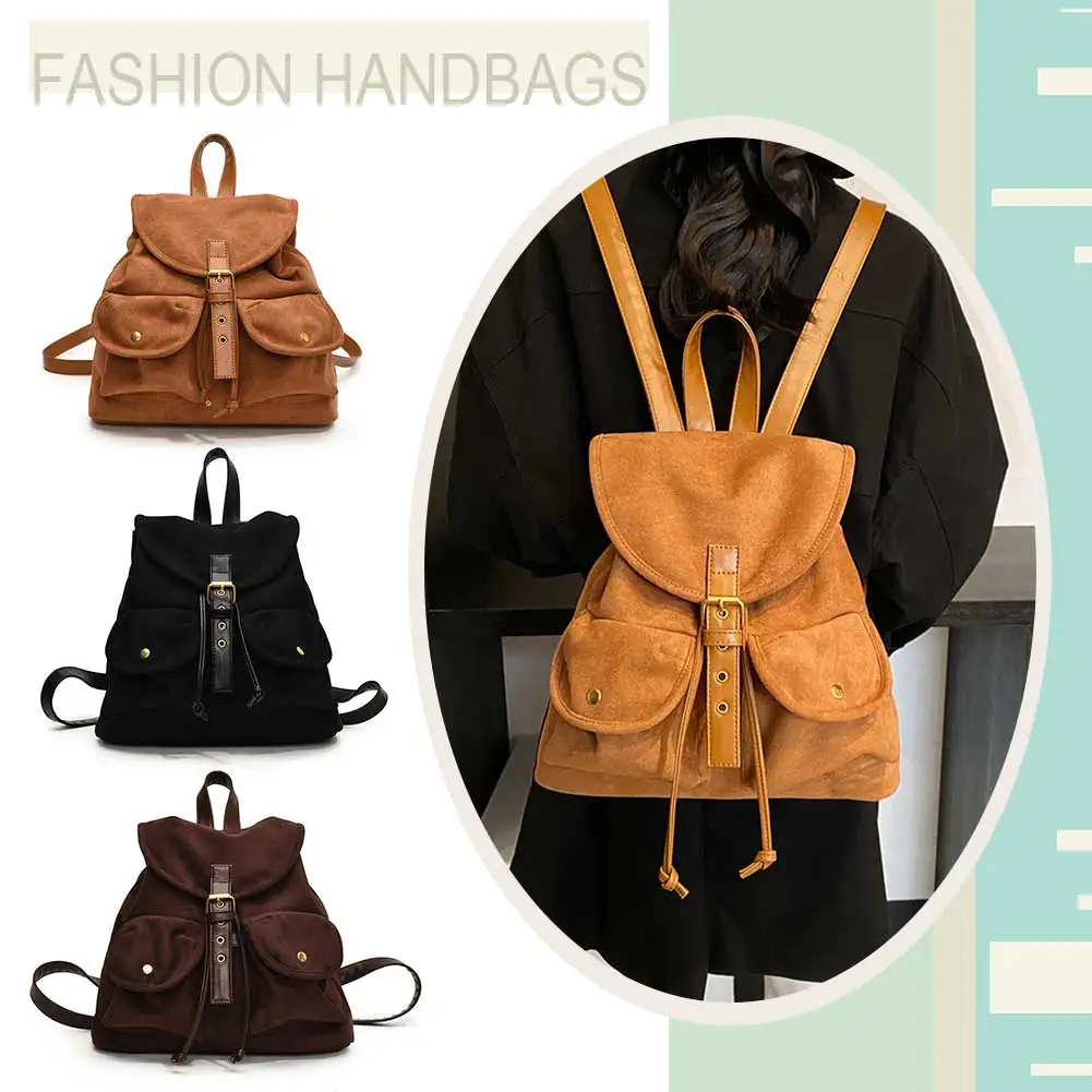 Women Suede Backpack Purse Adjustable Strap Daypack with Multiple Pockets Backpack Bag Mini Backpack Travel Shopping Bag