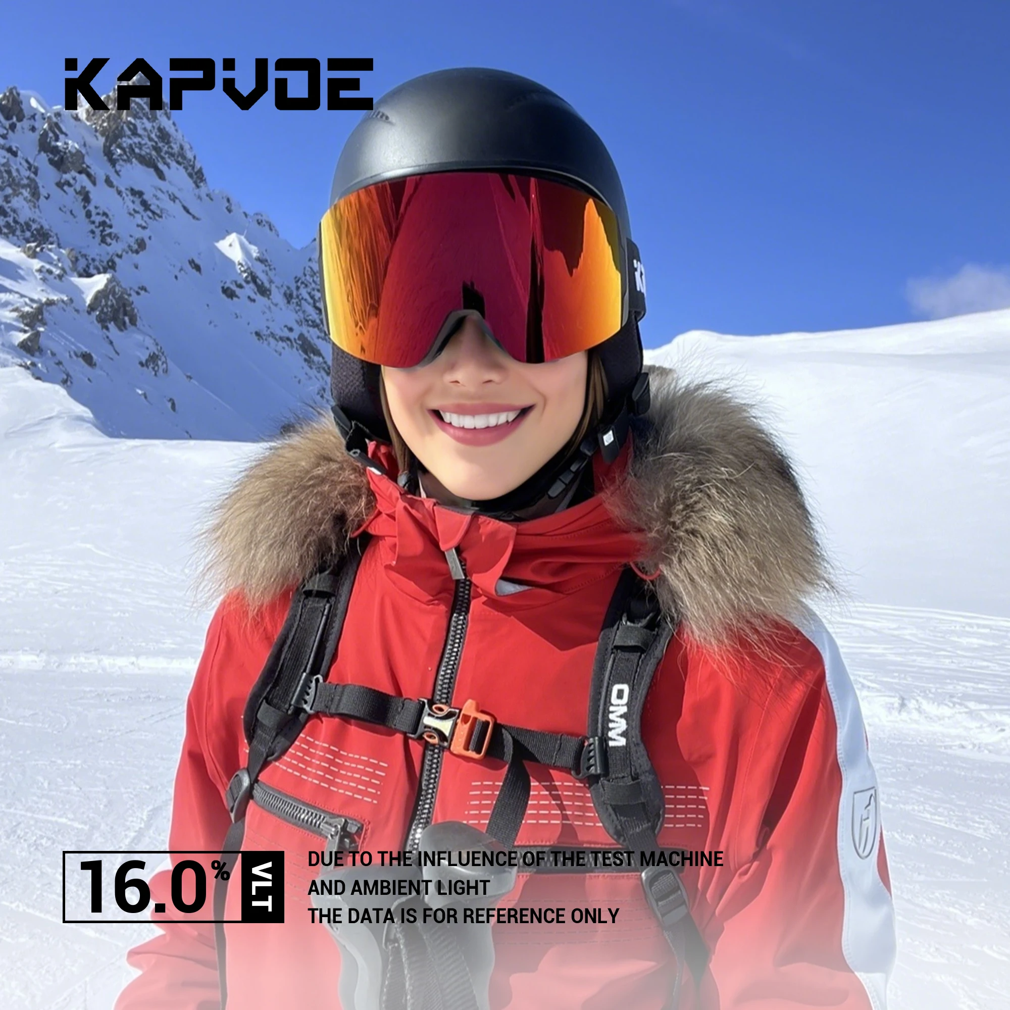 KAPVOE Hot Photochromic Ski Goggles Double Layers Lens Anti-fog UV400 Ski Glasses Winter Sports Skiing Snowboard Men Women Snow