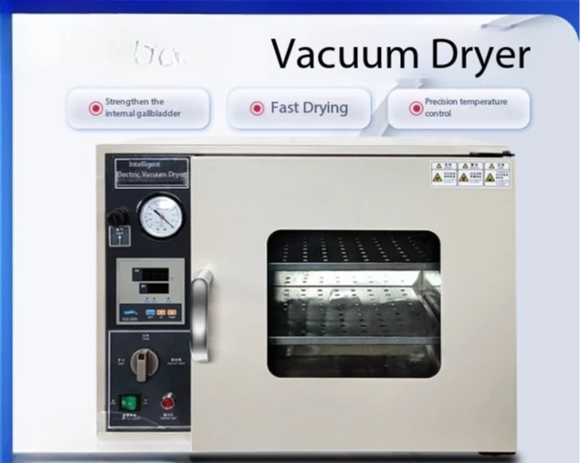 600W 220V Digital Display Vacuum Drying Oven with Double Partition, Small Industrial Food Drying Machine for Lab Research