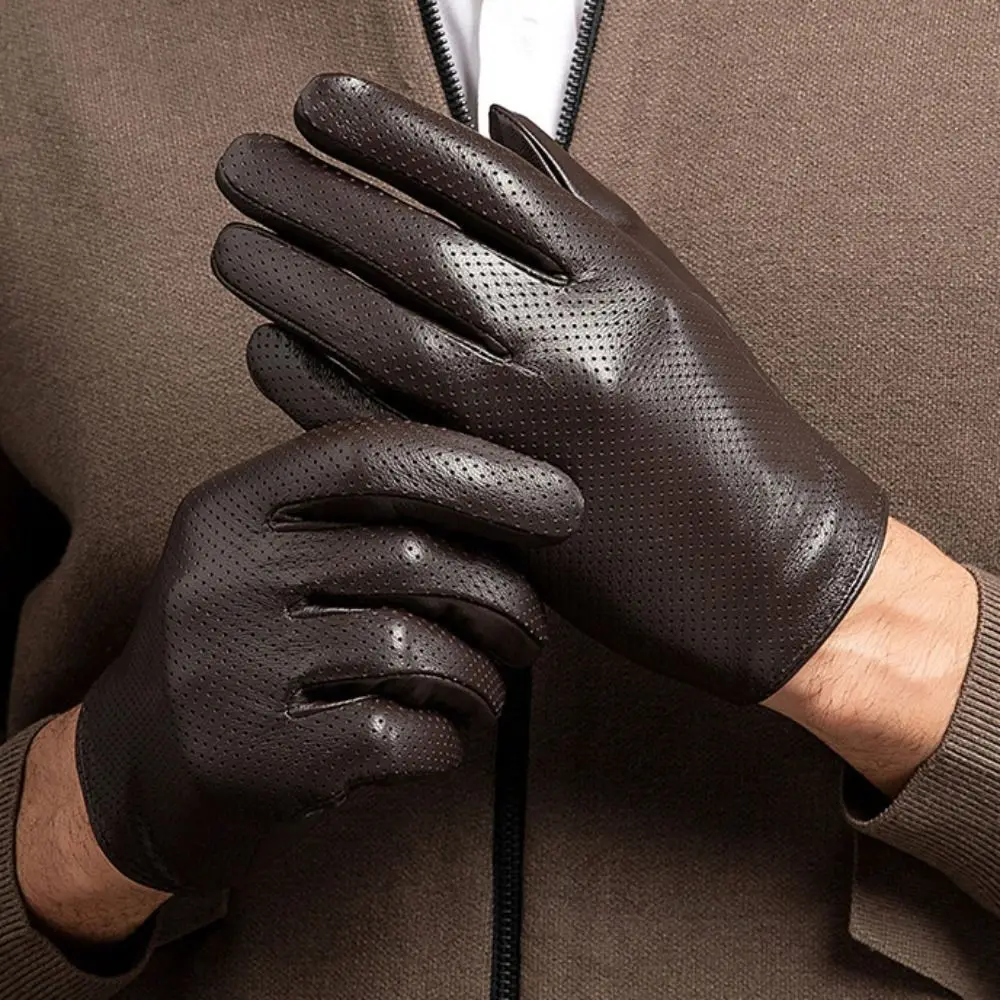 

Мужские перчатки из натуральной кожи, теплые изоляционные перчатки из овчины с сенсорным экраном, дышащие мотоциклетные перчатки для мужчин