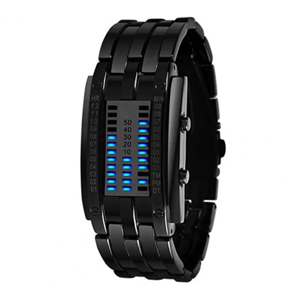 Creative Couple Wrist Watch With Strap Date Digital Tungsten Steel Luxury Wristwatch Fashion Luminous Watch LED