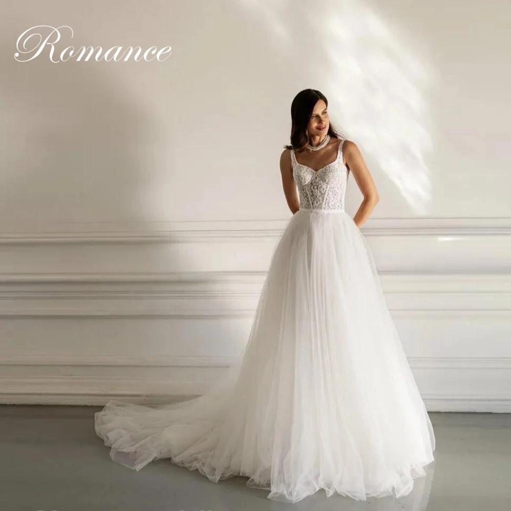 Apliques modernos a linha vestido de casamento 2025 renda com decote em v plissado aberto volta sem mangas cintas de espaguete vestidos de novia personalizado