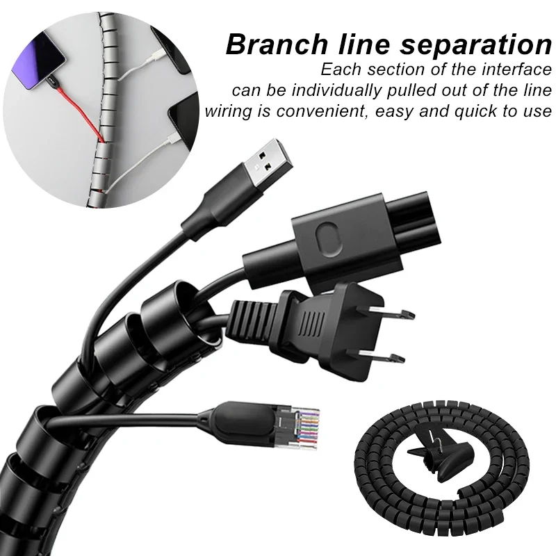 8/10/16mm Cable Wire Protector Spiral Wound Flexible Wire Organizer Office Cord Sleeve Cover Easy To Cut And Adjust Length image 5