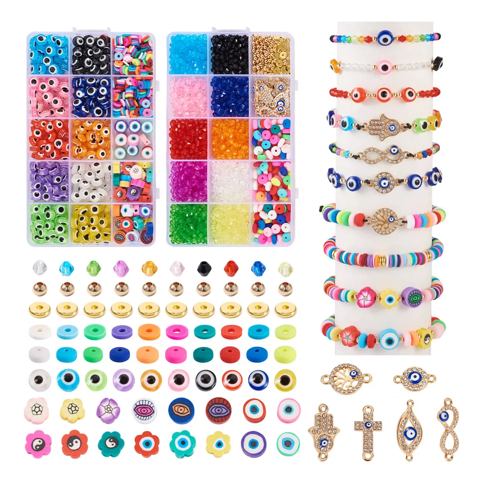 1 Box Fruit Polymer Clay Beads Acrylic Bead Mix Shape Shell Metal Pendant DIY Preppy Bracelet Necklace Summer Theme Making Kit