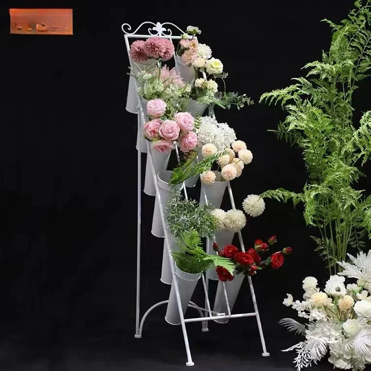 Baijie Tieyi Flower Shop   Display Stand Multi-layer Ladder  Shelf   Barrel  Arrangement Tube Floor Displa