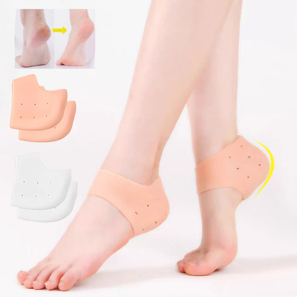 

4Pcs Silicone Heel Protectors for Shoes Woman Man Plantar Fasciitis Gel Insoles Foot Pain Relief Heel Pads Amoisturizing Socks