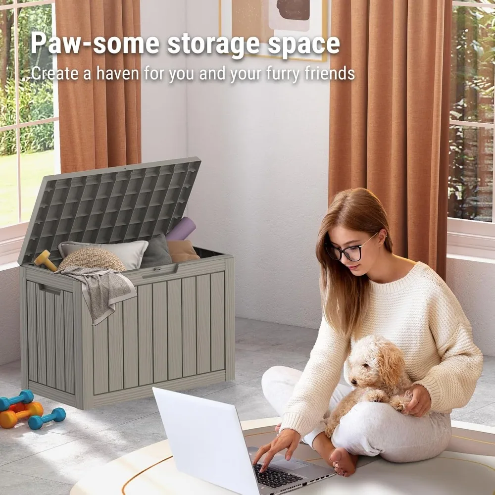 صندوق تخزين راتينج مقاوم للماء والطقس والأشعة فوق البنفسجية، مثالي للأماكن الداخلية والخارجية ووسائد أثاث الفناء ومستلزمات حمام السباحة #2