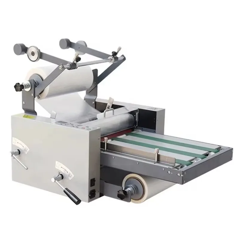 L388 Automatic Double-sided Hot Cold Roll Stickers Label Lamination Machine For A3/A4/A5/A6 375mm Working Width 0-6m/min Speed