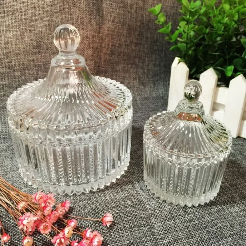 Transparent yurt glass jar storage jar wedding candy jar wax jar glassware with lid spot  jewelry boxes and packaging