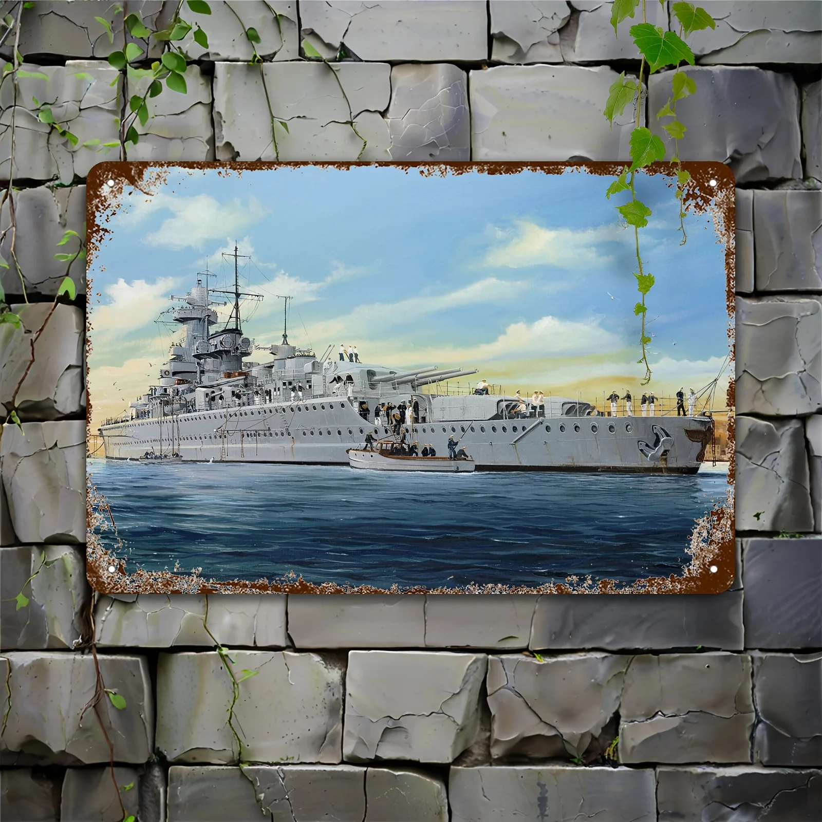 CIFBUY Retro Naval Admiral Graf Spee Metal Sign Vintage WWII Tin Plaque Waterproof Durable Aluminum Wall Art Home Office Decor