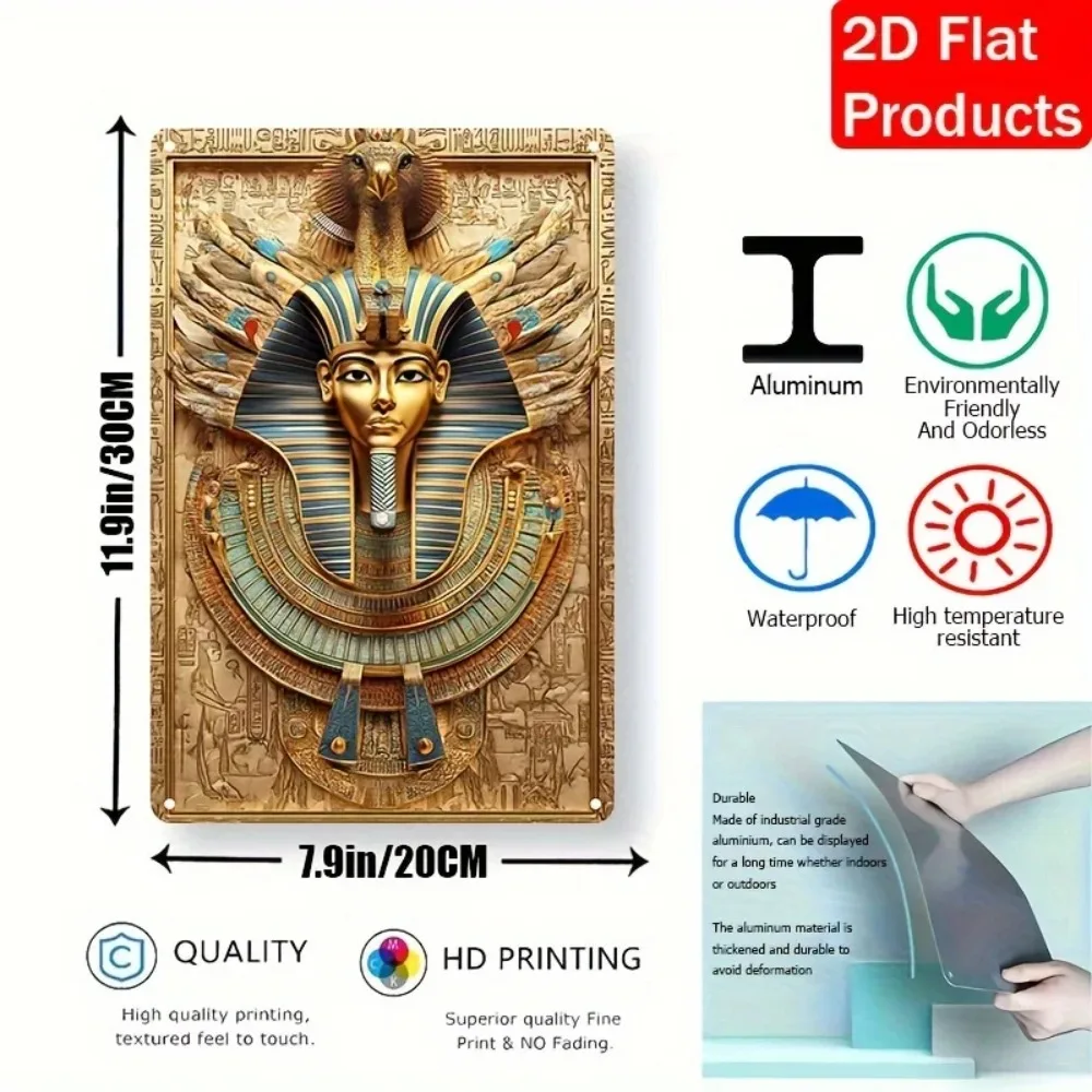 EgyptianPharaohCo Egyptian Pharaoh Aluminum Sign - Square Metal Wall Decor, Versatile Home/Bar/Kitchen Plaque