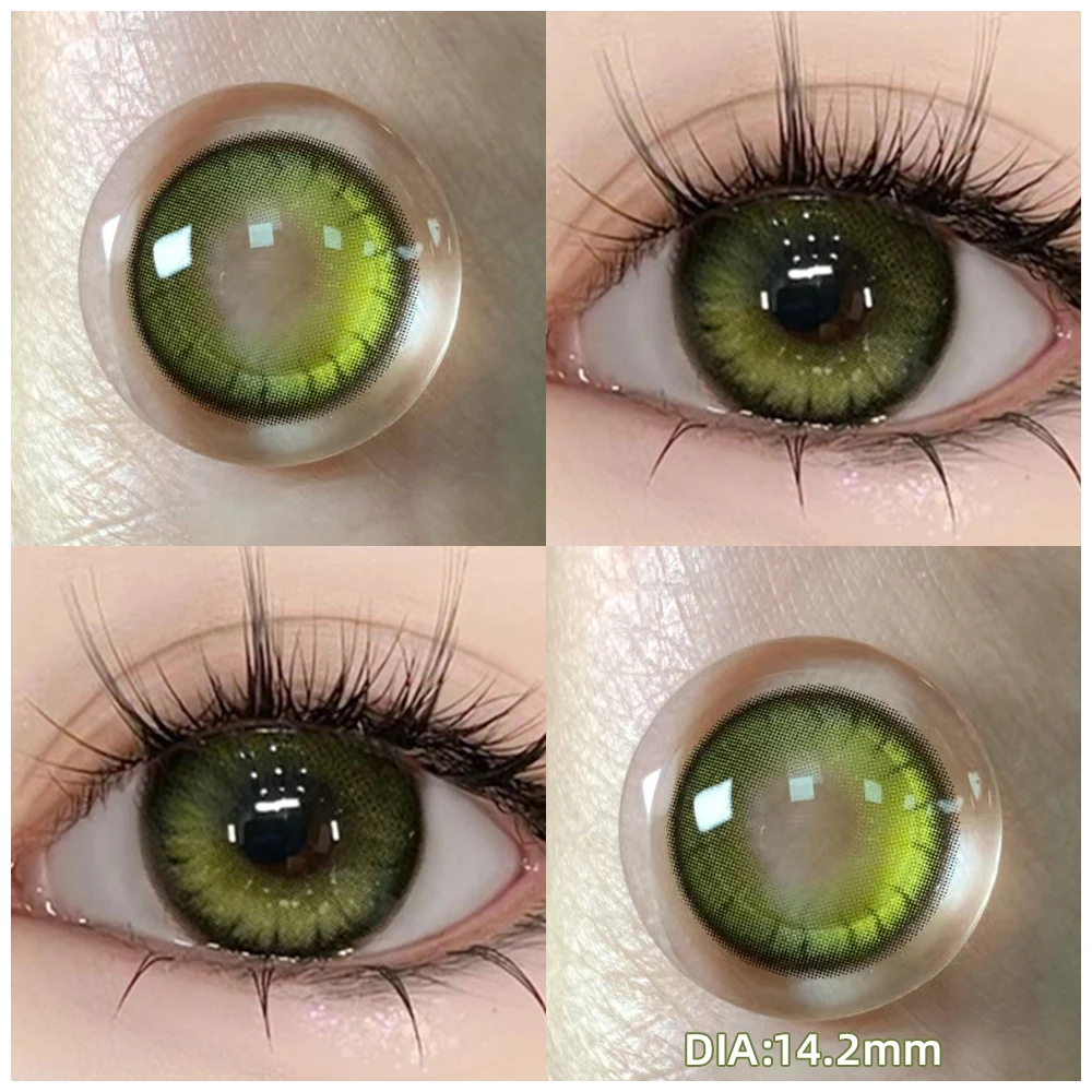 OVOLOOK-1 Pair(2pcs) Myopia Contact Lenses for Eyes Pupils Prescription Lenses With Diopters Fashion Blue Green Eye Color Lenses