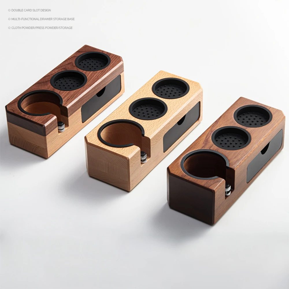51mm-58mm Coffee Handle Filter Holder Italian Tamper Dispenser Storage Seat Solid Wood Coffee Tamper Seat Barista Tool