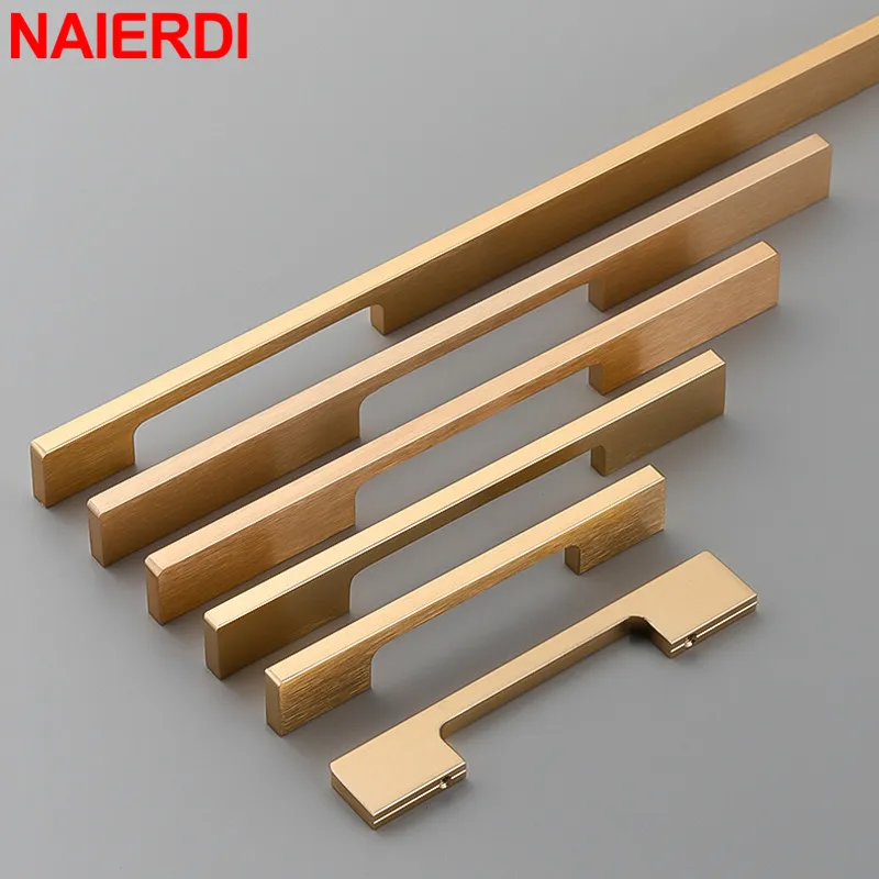 NAIERDI Gold Black Long Furniture Handle 600mm-1200mm Solid Aluminum Alloy Cabinet Handles Kitchen Wardrobe Drawer Pulls