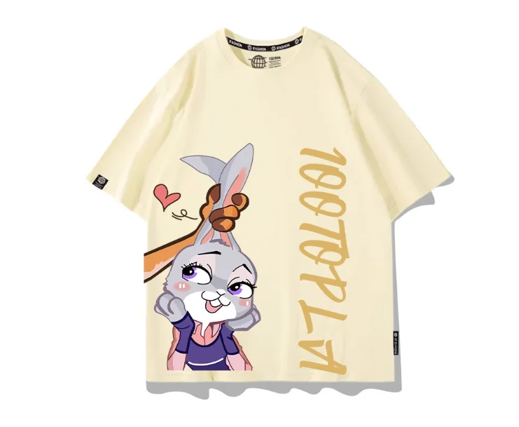

2026 New Disney Zootopia 2 Short-Sleeve T-Shirt Women Men Judy Nick Couple's Streetwear Fashionable Versatile Daily Wear Tops