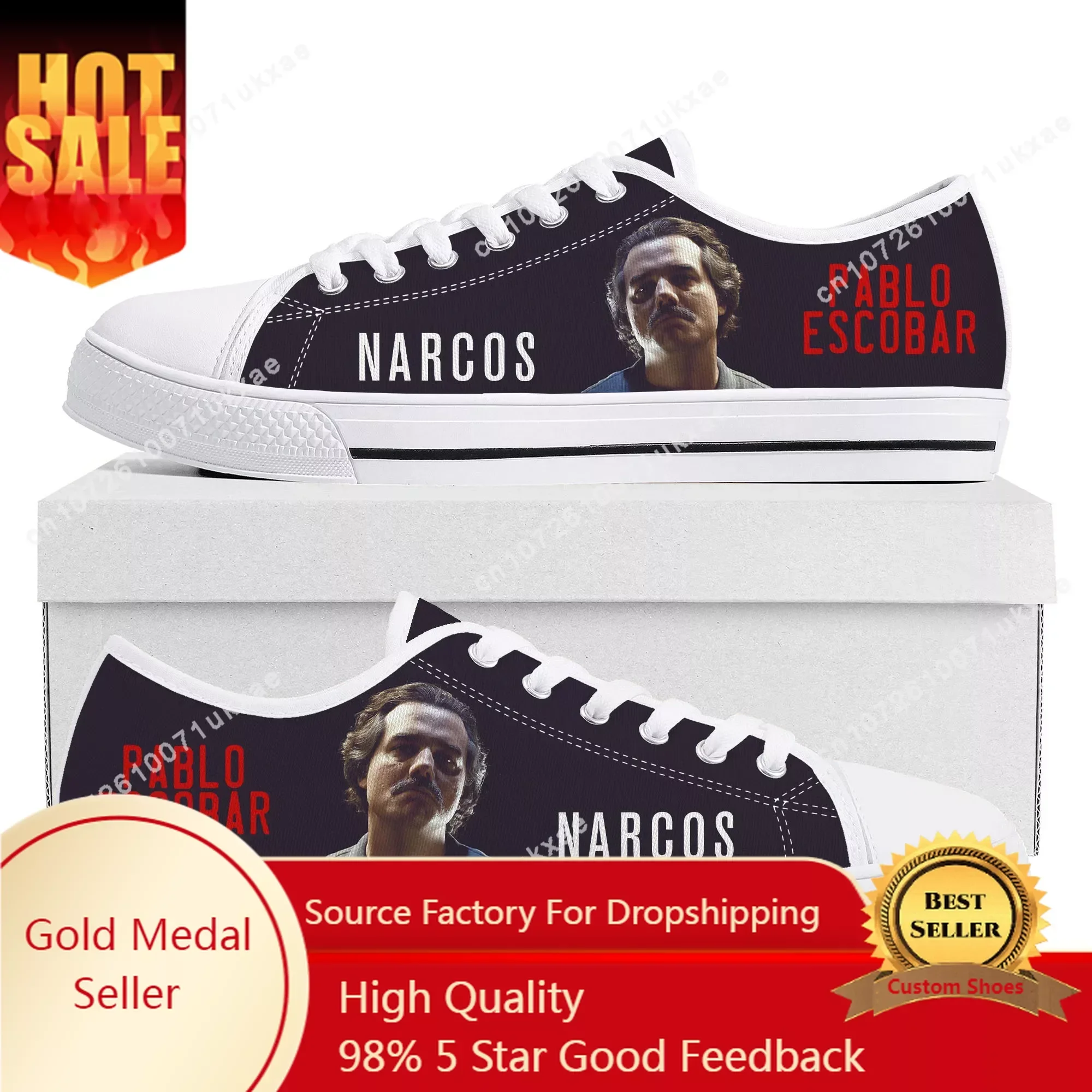 

Narcos Low Top Sneakers Mens Womens Teenager High Quality Pablo Escobar Canvas Sneaker couple Casual Shoes Customize DIY Shoe