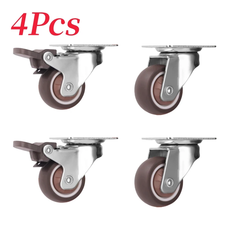 ユニバーサルソフトラバー家具キャスタースイベルローラー、プラットフォームトロリー用ブレーキ付き、サイレントアクセサリー、1
